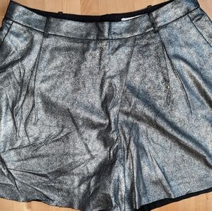 Halston Heritage lamb suede shorts, size 10, metallic